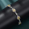 Oval Brass Micro Pave Cubic Zirconia Link Chain Bracelets for Women BJEW-D387-04P-04-1