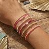 5Pcs Adjustable Nylon Round Gemstone Bead Braided Bracelet Sets NO9066-3-3