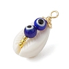 Acrylic Imitation Shell & Evil Eye Lampwork Pendants PALLOY-JF02876-4