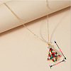 Christmas Tree Alloy Rhinestone Pendant Necklaces & Stud Earrings & Rings & Brooch Sets WG792CD-05-5