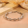 304 Stainless Steel Geometric Rhombus Link Chain Bracelets for Women WG21875-01-2