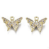 Brass Micro Pave Clear Cubic Zirconia Charms ZIRC-S069-022G-1