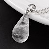 Teardrop Platinum Tone Brass Quartz Crystal Pendants G-F267-04I-1