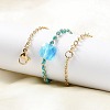 304 Stainless Steel Glass Beads Link Chain Bracelets BJEW-A036-14G-01-3