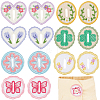 14Pcs 2 Bags Oval/Heart/Flat Round Polyester Embroidery Sew On Patches PATC-CY0001-75-1
