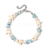 Synthetic Turquoise & Natural Larimar & Cultured Freshwater Pearl Beaded Bracelets for Women BJEW-JB13951-3