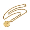 Brass Clear Cubic Zirconia Curb Chain Constellation Pendant Medal Necklaces for Women NJEW-U010-01G-08-2