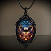 Oval Gothic Alloy Glass Halloween Pendant Necklaces for Women FS-WG73C21-04-1