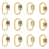 12Pcs Brass Micro Pave Cubic Zirconia Screw Carabiner Lock Charms ZIRC-HS0001-16-1