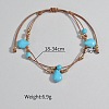 Bohemian Style Teardrop Synthetic Turquoise & CCB Plastic Round Waxed Cord Braided Double Layer Anklets for Women FS-WGDC0FD-01-2