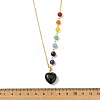 Chakra Natural Black Onyx(Dyed & Heated) Heart Pendant Brass Cable Chain Necklaces for Women NJEW-JN06267-02-4