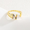 Brass Micro Pave Colorful Cubic Zirconia Cuff Open Rings FS-WG163C1-14-1