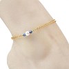 White Round Shell Pearl & Natural Blue Agate(Dyed & Heated) Beads Anklets AJEW-AN00835-03-2