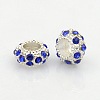 Silver Color Plated Alloy Grade A Rhinestone European Beads CPDL-J022-11x6mm-05S-1