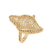 Brass Micro Pave Cubic Zirconia Cuff Rings for Women RJEW-L132-03G-01-4