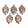 Natural Sunstone Faceted Leaf Pendants G-I375-04P-07-1