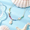Beach Synthetic Turquoise Turtle Starfish Pendant Necklaces NJEW-JN05251-1