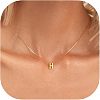 304 Stainless Steel Initial Pendant with Brass Box Chain Necklaces for Women FS-WG8229D-08-1
