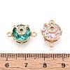 Brass Pave Cubic Zirconia Half Round Connector Charms KK-T078-28G-3