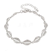 Cowrie Shell Shape Brass Link Chain Bracelets for Women BJEW-K248-07B-P-4