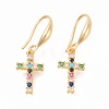 Brass Micro Pave Cubic Zirconia Dangle Earrings EJEW-F233-02-2