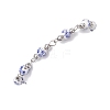 Round Flower Printed Porcelain Ceramic Beads Link Chain Bracelets for Women BJEW-JB12684-02-3
