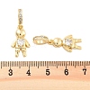 Brass Pave Clear Cubic Zirconia European Dangle Charm KK-U009-08A-G-3