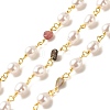 Natural Tourmaline Chips & ABS Pearl Beaded Chains CHC-E024-06G-01-1