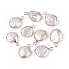 Electroplated Natural Keshi Pearl Flat Round Pendants PEAR-S018-02C-01B-1