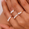 Nuggets Stainless Steel & Natural Freshwater Pearl Beads Finger Rings WG1BE4A-04-4
