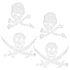 Fingerinspire 6 Sheets 2 Style Pirate Style Skull Glitter Hotfix Rhinestone DIY-FG0002-68-1