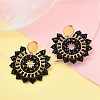 304 Stainless Steel & Bohemian Beaded Flower Dangle Stud Earrings for Women EJEW-R001-04A-4