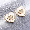 Heart Brass Micro Pave Clear Cubic Zirconia Stud Earrings KK-D363-12B-G-4