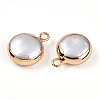 Electroplated Natural Keshi Pearl Flat Round Pendants PEAR-S018-02C-01A-2