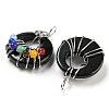 Chakra Natural Obsidian Flat Round Pendants G-Z033-06P-04-2