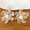 Bohemian Raffia with Linen Stud Dangle Earrings FS-WG91701-09-1