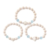 3Pcs Synthetic Turquoise & Wood & Glass Beaded Stretch Bracelets for Women BJEW-JB11128-1