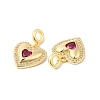 Heart Brass Micro Pave Cubic Zirconia European Dangle Charms OPDL-L023-001G-3