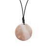 Natural Freshwater Shell Flat Round Pendant Necklaces NJEW-JN05154-4