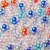 UV Plating Rainbow Iridescent Transparent Acrylic Beads OACR-C007-11-1