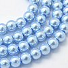 Baking Painted Pearlized Glass Pearl Round Bead Strands X-HY-Q330-8mm-24-1