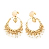 Brass ABS Plastic Pearl Dangle Stud Earrings EJEW-U040-06G-4