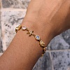 Ocean Theme 304 Stainless Steel Rhinestone Link Chain Bracelets for Women SA-CBA183D-09B-G-1
