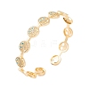 Brass Micro Pave Clear Cubic Zirconia Smiling Face Open Cuff Bangles for Women BJEW-S147-24G-1