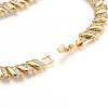 Brass Micro Pave Clear Cubic Zirconia Leaf Link Chain Bracelets for Women ZIRC-T016-08G-4