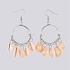 Cowrie Shell Dangle Earrings EJEW-JE02945-2