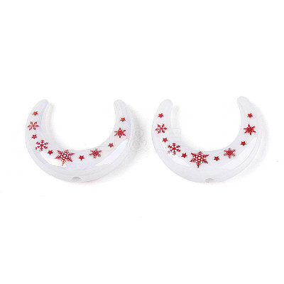Christmas UV Plating Printed Opaque Acrylic Beads MACR-N018-07A-1