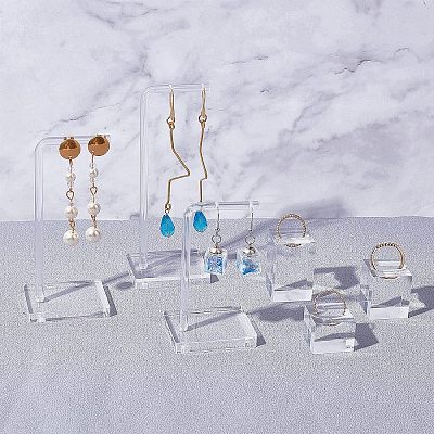 Transparent Acrylic Earring Display Stands EDIS-WH0007-01-1