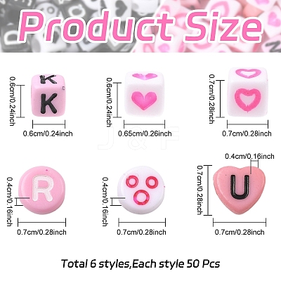 300Pcs 6 Styles Opaque Acrylic Enamel Beads MACR-YW0004-26-1