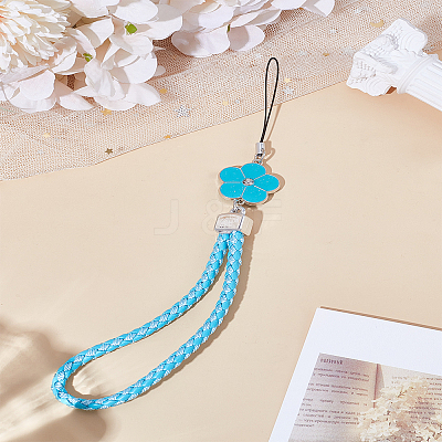 1Pc PU Leather Lanyard Wrist Strap Phone Flower Charms Straps AJEW-LP0005-03A-1